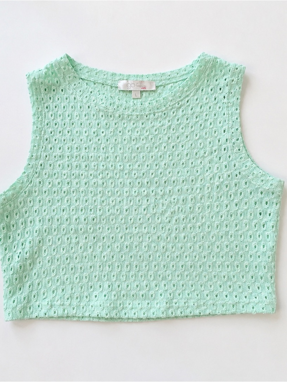Glo Fashion Mint Green Textured Crop Top Size Large